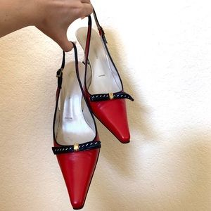 Red White & Blue Escada Sling Back Heels